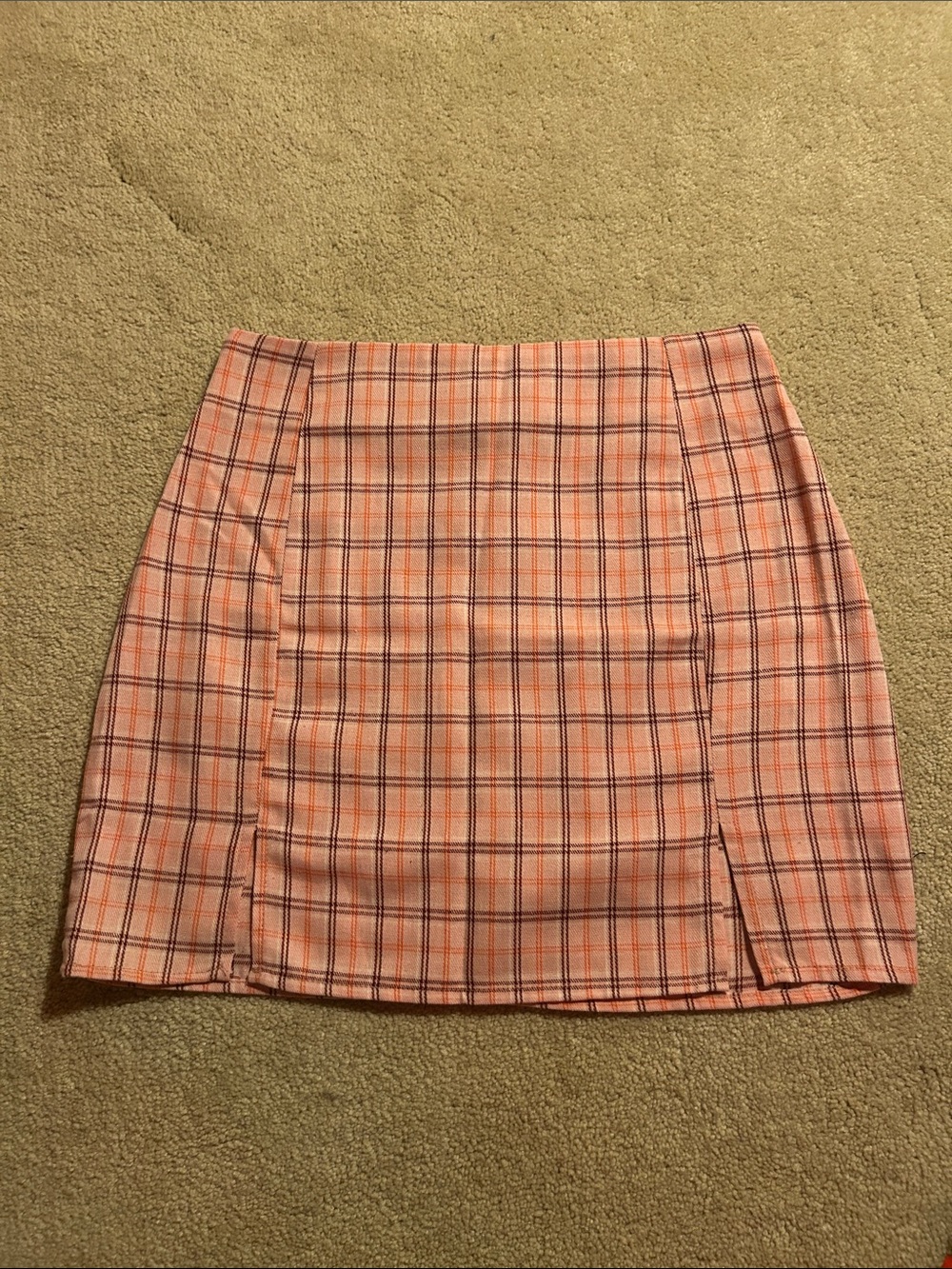Pink Plaid Mini Skirt - Women